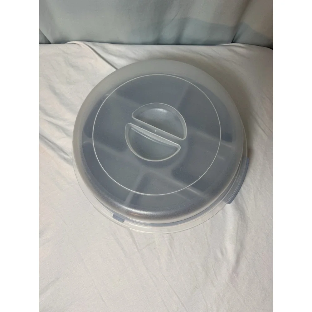 Rubbermaid Servin Saver 0259 Divided Holiday Party Tray Platter Blue With Lid